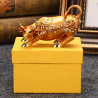 Golden Bull Cattle Ox Trinket Box Animal Figurine Collectible Jewelry Box Ring Holder Decorative Craft Home Decor Christmas Gift