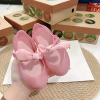 Ins New Summer Mini Melisa Baby Jelly Shoes Princess Ballet Little Girl Single Shoes Children's Jelly Sandals Bow Dance Shoes