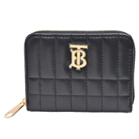 【BURBERRY 巴寶莉】經典Lola格紋羔羊皮零錢包(黑色80623731)