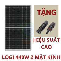 Tấm pin năng lượng mặt trời 440W jinko MẪU 2024 hai mặt kính- JINKO-440W-Mã NLMT3 -Tặng jack MC4