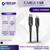 TRIPLEDI Kabel Data USB C to Lightning MFI C94 TD6110 30W Fast Charging 8 Pin Transfer Rate Speed 48