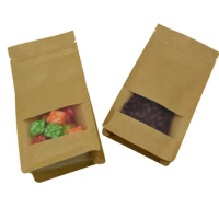 Food Storage Bag Kraft Paper for Coffee Bean Tea Dried Fruit Packing Reseable Reusable Heat Sealing Storage Pouches