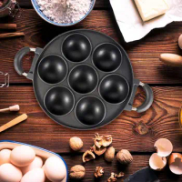 Cast Iron Biscuit Pan 7 Hole Cooking Cake Pan Cast Iron Omelette Pan Breakfast Egg Cooker Cake Mold Kitchen Cookware Baking Tool