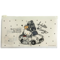 小禮堂 Hello Kitty 防水扁平夾鏈袋 (米開車款) 4573135-592765