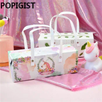 Unicorn / Leaf Gift Bags With Handle For Food Packaging Party Wedding Gift Bag Cookies paper bags with handles Candy box package