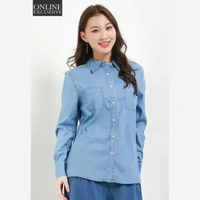 Giordano Women's (Online Exclusive) Beau Monde Denim Shirt 1334432276 XL Mid Indigo