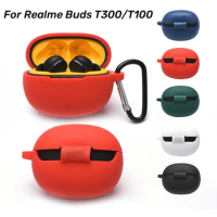 Silicone Case For Realme Buds T300 T100 Cover Anti-fall Sleeve Headphone Dustproof Protector Washable Charging Box Shell