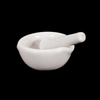 2pcs 6ml Porcelain Mortar And Pestle Mixing Grinding Bowl Set - White