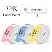 3 Pieces Mixed Color Label Tape Paper for P15 Thermal Portable Label Maker Adhesive Tape Compatible D30 Machine Label Sticker