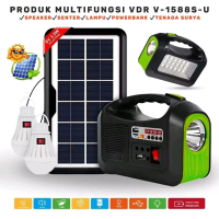 Solar lighting system VDR-1588S-U lampu emergency tenaga matahari multifungsi radio-mp3 usb-senter-e