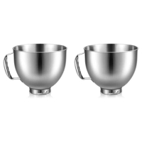 2X Stainless Steel Bowl For Kitchenaid 4.5-5 Quart Tilt Head Stand Mixer, For Kitchenaid Mixer Bowl, Dishwasher Safe