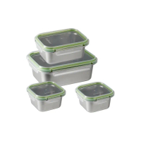 【CorelleBrands 康寧餐具】可微波304不鏽鋼保鮮盒4件組(D03)