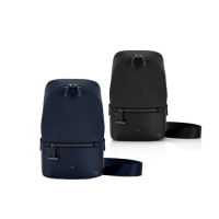 【Samsonite 新秀麗】Black Lable MYLES 時尚專業商務頂級皮革尼龍多層斜肩包/胸包/單肩包/斜背包(黑)