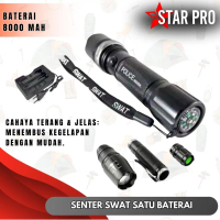 Senter SWAT Police LED T6 / 99000w - Dua baterai dan Satu baterai - Senter SWAT Emergency