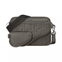 Christian Dior Saddle Triple Pouch D Gravity Leather and Grained Calfskin Gray