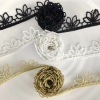 Special ribbon Flower gold thread lace trim gold thread lace clothing supplementary material Hook centipede lace