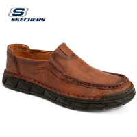 Skechers สเก็ตเชอร์ส รองเท้าผู้ชาย Men SKECHERS USA Street Wear Pertola Fortuna Shoes - 210578-TAN Air-Cooled Memory Foam Charcoal MF, Classic Fit, พร้อมกล่องรองเท้า