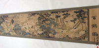 仿古做舊中式卷軸掛畫山水畫精美復古壁畫長卷畫收藏百鶴圖