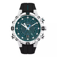 Timex Jam Tangan Pria Timex Expedition TW2W24200 Tide Temp Compass Green Dial Black Silicone Strap