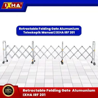 IXHA IRF 201 Pagar Pembatas Retractable Folding Gate Alumunium Teleskopik Manual dengan Roda untuk K