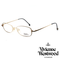【Vivienne Westwood】時髦金屬橢圓光學鏡框(金 VW02604)
