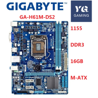 เมนบอร์ด, กิกะบิต GA-H61M-DS2, H61M, DDR3, LGA 1155 หมุด, M-ATX, ใช้แล้ว