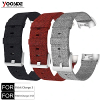 YOOSIDE Woven Canvas Sport Band Strap for Fitbit Charge 3 /Charge 3 SE Replacement Fitness Smart Wristbands Women Men