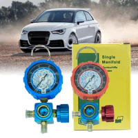 Air Condition Manifold Gauge for R22/R410A/R134A/R404A High and Low Pressure A/C Refrigeration Tool with Sight Glass