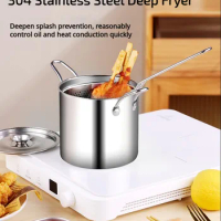 304 Stainless Steel Deep Fryer Pot Detachable Japanese Tempura Frying Pot for Party Camping Dried Fish Chicken Fried Chicken Leg