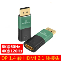 DP 1.4 to HDMI version 2.1 adapter computer graphics card connected to TV 8K 60Hz/4K 120Hz