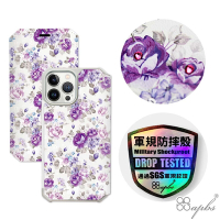 apbs iPhone 13 Pro 6.1吋軍規防摔水晶彩鑽皮套-紫薔薇