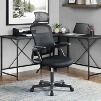 Ergonomic Office Chair with Adjustable Headrest, Black Fabric, 275 lb capacity desk chair office chair