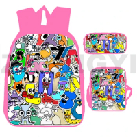 Letter Alphabet Lore Game 3D Print Backpack Kawaii Big School Bags for Girls 3 Pcs/Set Cartoon Pencil Case Travel Shoulder Bag