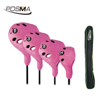 POSMA 高爾夫球桿套 粉紅款 四入組 附黑色長桿包 CC150PNK SET A