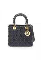Christian Dior Pre-Loved Christian Dior LADY DIOR lady dior Canage Handbag leather black 2WAY