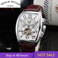 FRANCK MULLER Luxury Automatic Mechanical Watches for Men WristWatch Tourbillon Skeleton Wrist Clock Male Tonneau Man Wristwatch