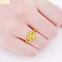 Pure Copy Real 18k Yellow Gold 999 24k Women's Thou Color Love Adjustable Ring for Mother's Gift Never Fade Jewelry