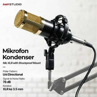 TaffSTUDIO Mic Condenser XLR Microphone Noise Reduction with Holder - BM-800 Hitam