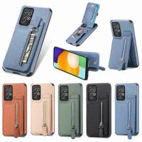 A 54 34 24 Zipper Wallet Cards Solt Holder Vertical Leather Phone Cover For Samsung A54 A34 A24 A14 M14 M53 Stand Flip Case