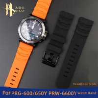 Soft and Waterproof Silicone Watch Strap For Casio PROTREK 5571 PRG-650 PRW-6600 PRG600 Watch Band 24mm Belt Men's Accessories