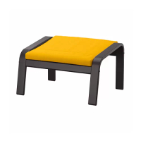 POÄNG 椅凳, 黑棕色/skiftebo 黃色, 68x54x39 公分