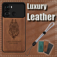 เคสหนังลายหมาป่าสำหรับ Itel P40 พร้อมสายคล้องมือถือแบบปรับได้