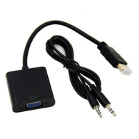 50Piece HDMI-compatible TO VGA Splitter Converter Adapter For HDMI to VGA With Audio Cable Male To Famale For PC Laptop