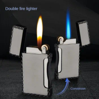 Cigarette Lighter Torch Lighters Butane Gas Inflation Gasoline Double Flame Windproof Smoking Accessories Novelty Gifts For Men