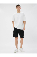 KOTON Cargo Shorts with Pocket Buttons Ribbing, Color Contrast