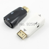 by dhl or ems 200pcs HDMI-Compatible to VGA Adapter Converter Cable with Audio Cable Support HD 1080P for Xbox X360 PS3