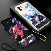 Anime Jujutsu Kaisen Gojo Satoru Phone Case For Samsung Galaxy S23 S22 S21 S20 Ultra Plus FE S10 Note 20 Plus With Lanyard Cover
