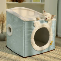 Warm Winter Cat Nest, Double-decker Cat Bed, Sleeping Closed Room, Four Season