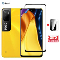 2in1 Protection Glass For Xiaomi Poco M3 M4 Pro 4G 5G Screen Protector Camera Lens Tempered glass on Poco X3 NFC Pro F3 F1 Glass