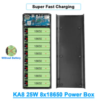 20000mAh Super Fast Charge Power Box Battery Charge Storage Box Shell 8x18650 Power Bank Case 9V 25W